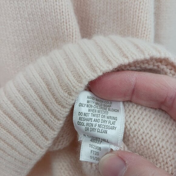 Garnet Hill Cashmere Cable Knit Mock Neck Sweater Size Medium Pink Blush Pastel - Picture 5 of 8
